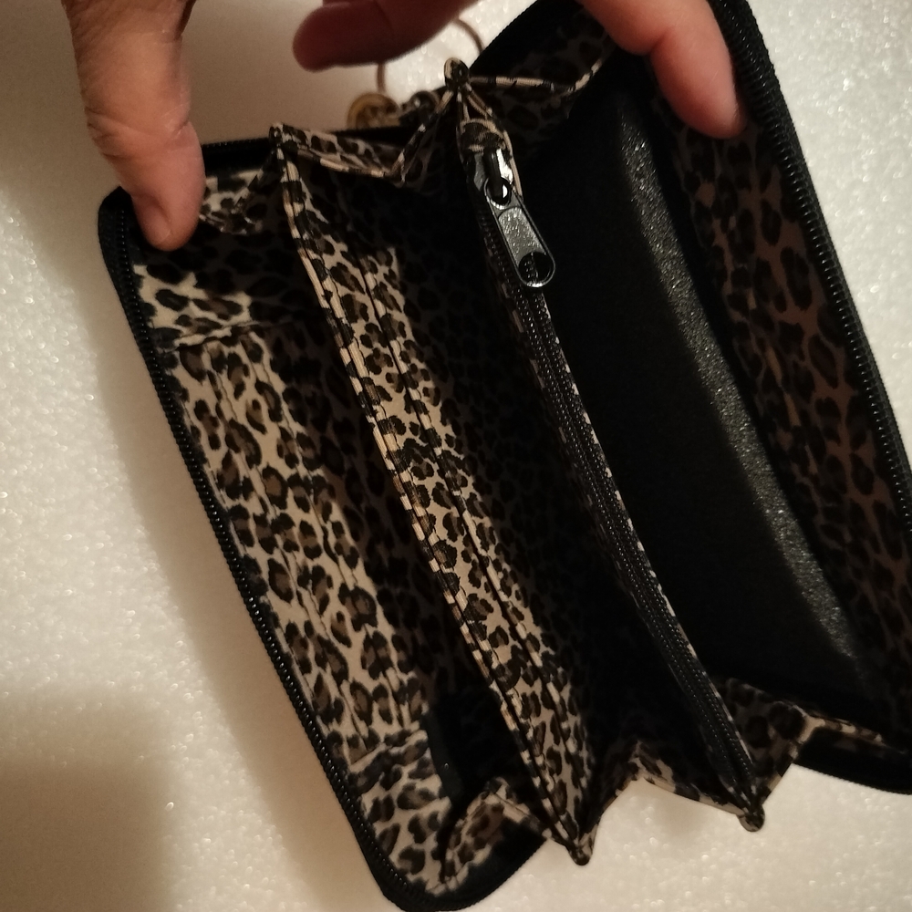 Leopard Print Wallet with Black Trim